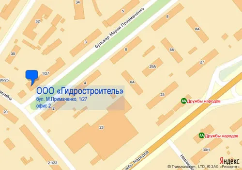 Схема проїзду до офісу ТОВ «Гідробудівельник» у Києві